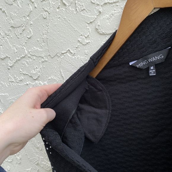 Ming Wang M Blazer Jacket Sweater Knit Black Artsy Art To Wear Hook Eye Acrylic - Picture 3 of 5